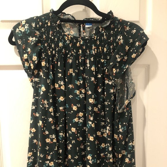 Old Navy Green Floral Peasant Blouse Size Large - Picture 3 of 7